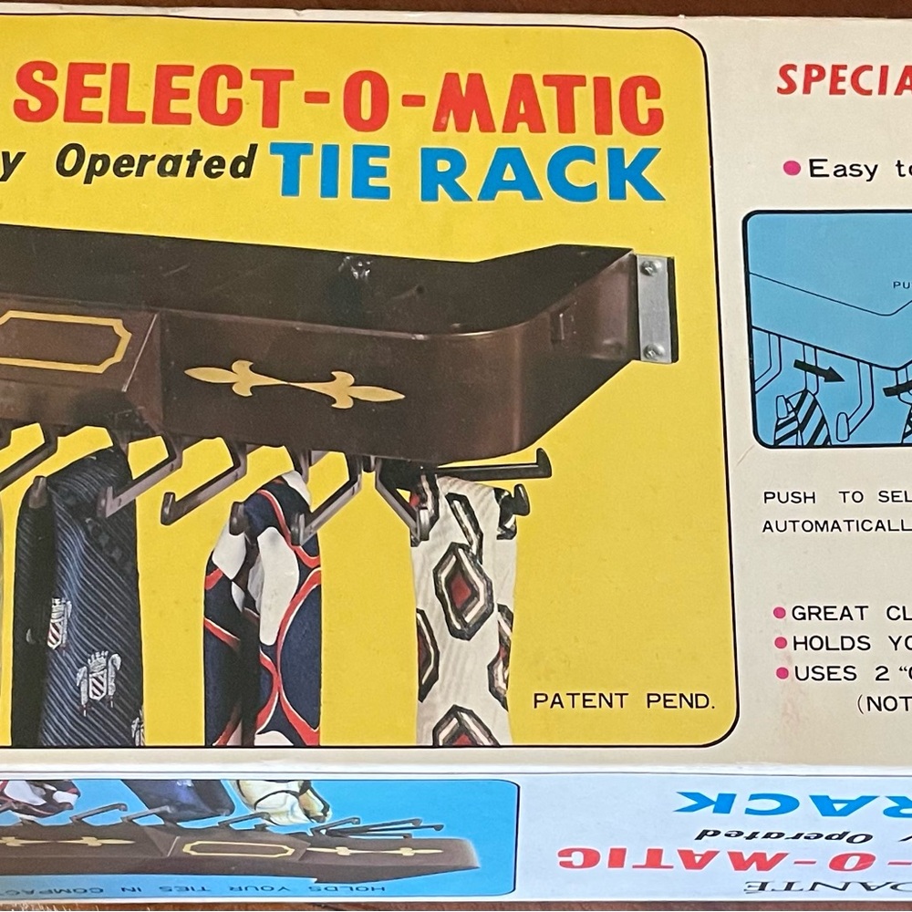 Vintage Select-O-Matic Motorized Tie Rack, still in original box